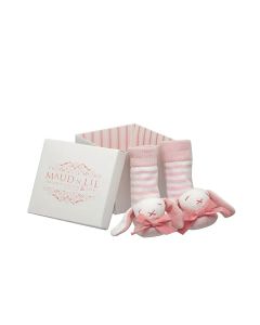 Baby Jingle Rattle Bell Socks - Rose the Pink Bunny - Maud n Lil